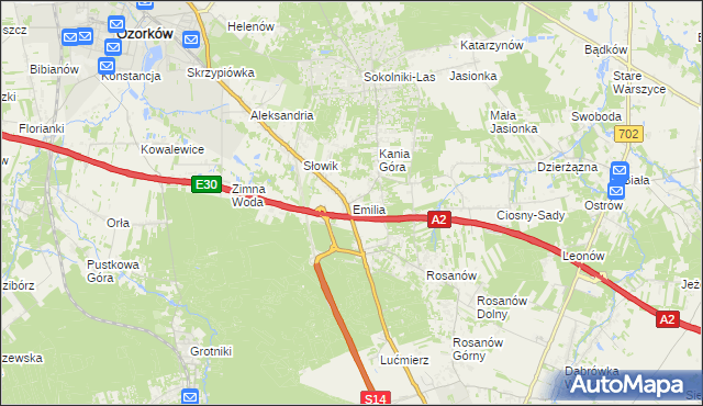 mapa Emilia, Emilia na mapie Targeo