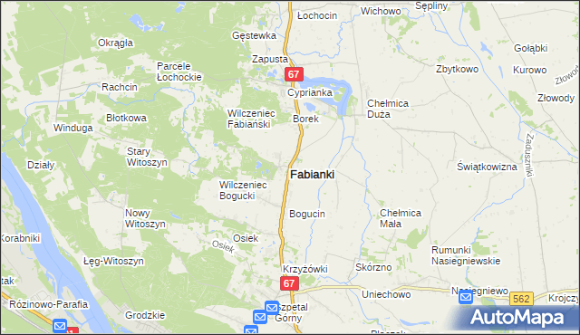 mapa Fabianki powiat włocławski, Fabianki powiat włocławski na mapie Targeo