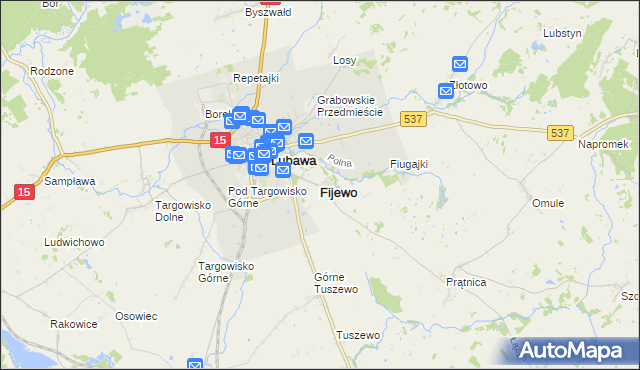 mapa Fijewo gmina Lubawa, Fijewo gmina Lubawa na mapie Targeo