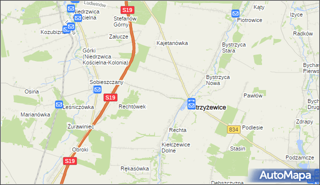 mapa Franciszków gmina Strzyżewice, Franciszków gmina Strzyżewice na mapie Targeo