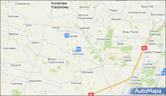 mapa Gągolin Północny, Gągolin Północny na mapie Targeo