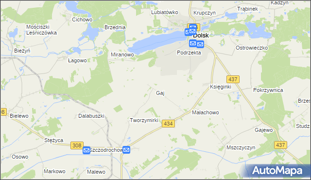 mapa Gaj gmina Gostyń, Gaj gmina Gostyń na mapie Targeo