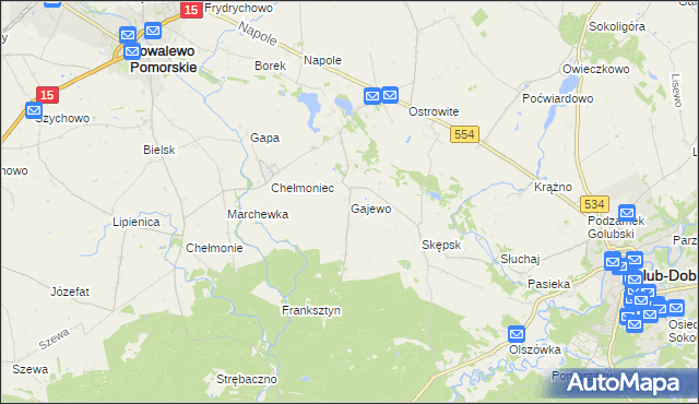 mapa Gajewo gmina Golub-Dobrzyń, Gajewo gmina Golub-Dobrzyń na mapie Targeo