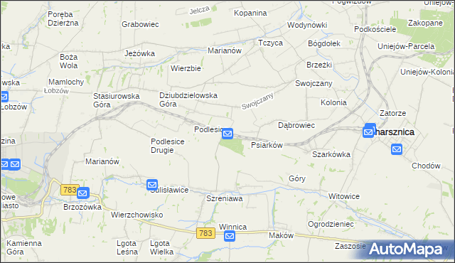 mapa Gajówka gmina Charsznica, Gajówka gmina Charsznica na mapie Targeo