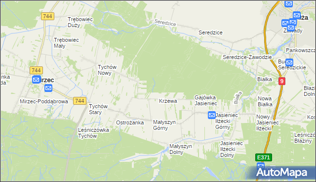 mapa Gajówka Krzewa, Gajówka Krzewa na mapie Targeo