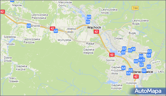 mapa Gajówka Węglów, Gajówka Węglów na mapie Targeo