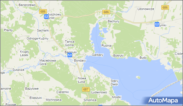 mapa Garbary gmina Michałowo, Garbary gmina Michałowo na mapie Targeo