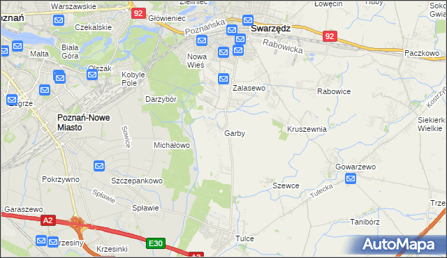 mapa Garby gmina Swarzędz, Garby gmina Swarzędz na mapie Targeo