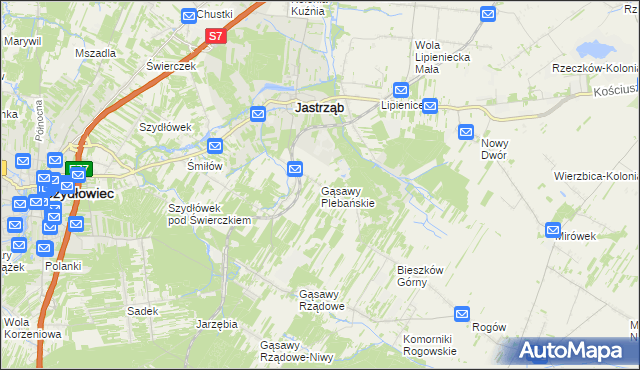 mapa Gąsawy Plebańskie, Gąsawy Plebańskie na mapie Targeo