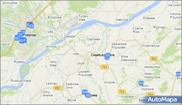 mapa Gawłuszowice, Gawłuszowice na mapie Targeo