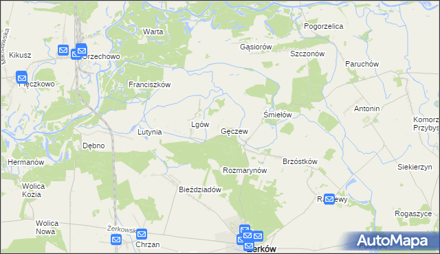 mapa Gęczew, Gęczew na mapie Targeo