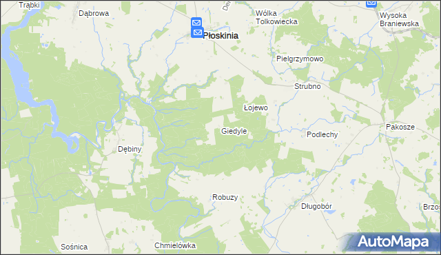 mapa Giedyle, Giedyle na mapie Targeo