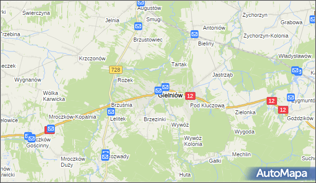 mapa Gielniów, Gielniów na mapie Targeo