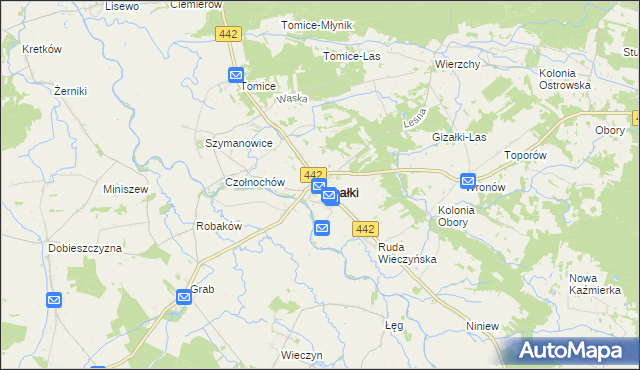 mapa Gizałki, Gizałki na mapie Targeo