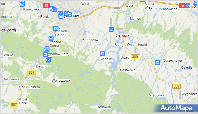 mapa Głębokie gmina Rymanów, Głębokie gmina Rymanów na mapie Targeo