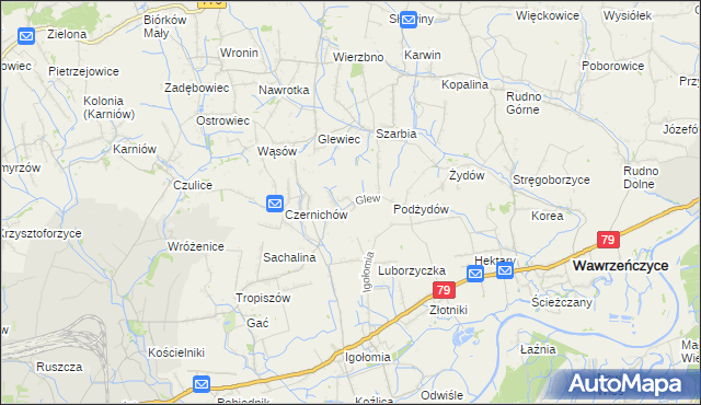 mapa Glew, Glew na mapie Targeo