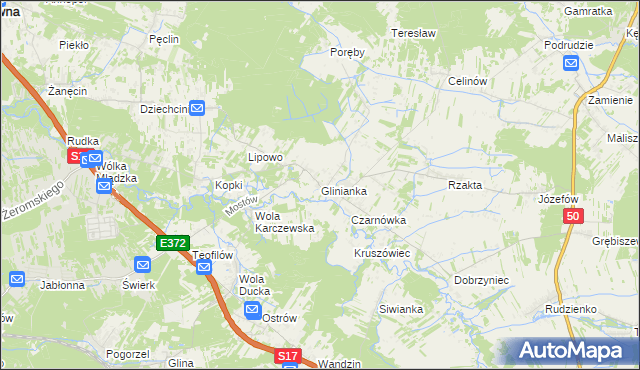 mapa Glinianka gmina Wiązowna, Glinianka gmina Wiązowna na mapie Targeo