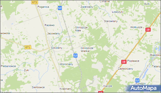 mapa Gliniszcze Wielkie, Gliniszcze Wielkie na mapie Targeo