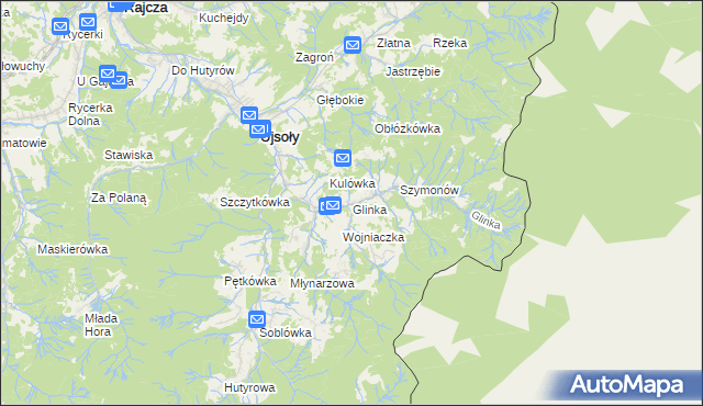 mapa Glinka gmina Ujsoły, Glinka gmina Ujsoły na mapie Targeo