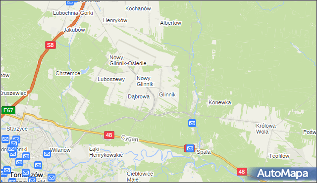 mapa Glinnik gmina Lubochnia, Glinnik gmina Lubochnia na mapie Targeo