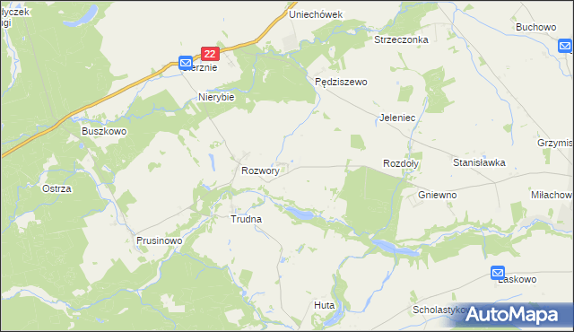 mapa Główna gmina Debrzno, Główna gmina Debrzno na mapie Targeo