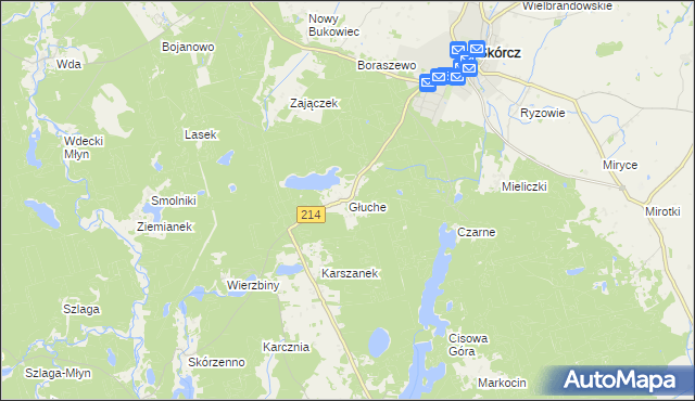 mapa Głuche gmina Osiek, Głuche gmina Osiek na mapie Targeo