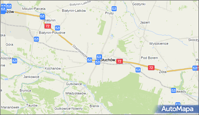 mapa Głuchów powiat skierniewicki, Głuchów powiat skierniewicki na mapie Targeo