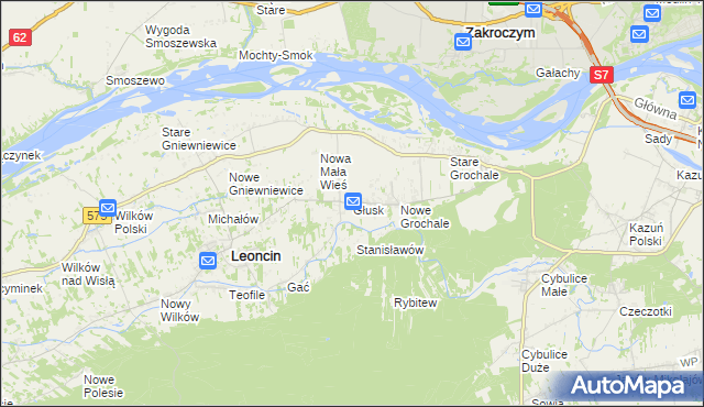 mapa Głusk gmina Leoncin, Głusk gmina Leoncin na mapie Targeo
