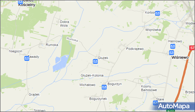 mapa Głużek, Głużek na mapie Targeo