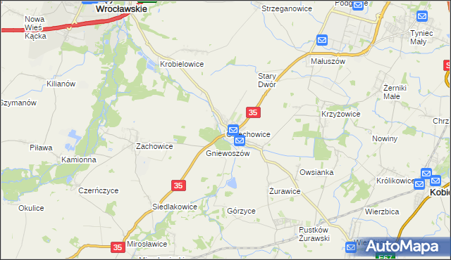 mapa Gniechowice, Gniechowice na mapie Targeo