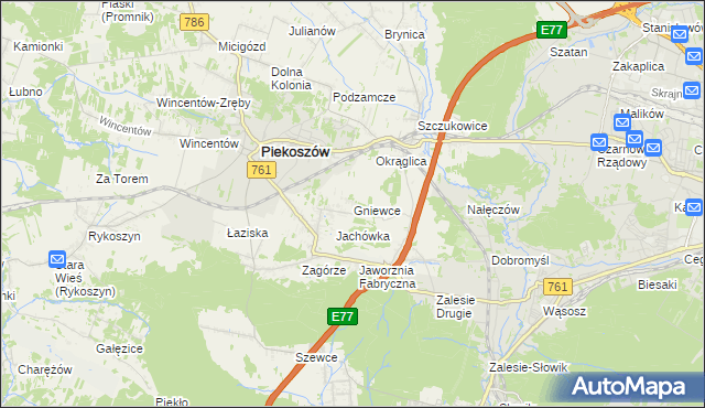 mapa Gniewce, Gniewce na mapie Targeo