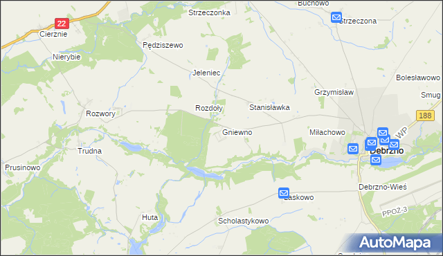 mapa Gniewno, Gniewno na mapie Targeo