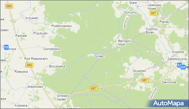 mapa Gnilec, Gnilec na mapie Targeo