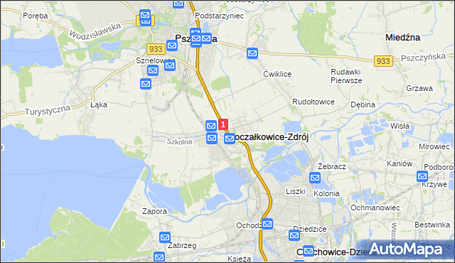 mapa Goczałkowice-Zdrój, Goczałkowice-Zdrój na mapie Targeo