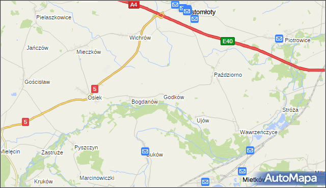 mapa Godków gmina Kostomłoty, Godków gmina Kostomłoty na mapie Targeo