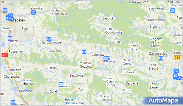 mapa Gogołów gmina Frysztak, Gogołów gmina Frysztak na mapie Targeo