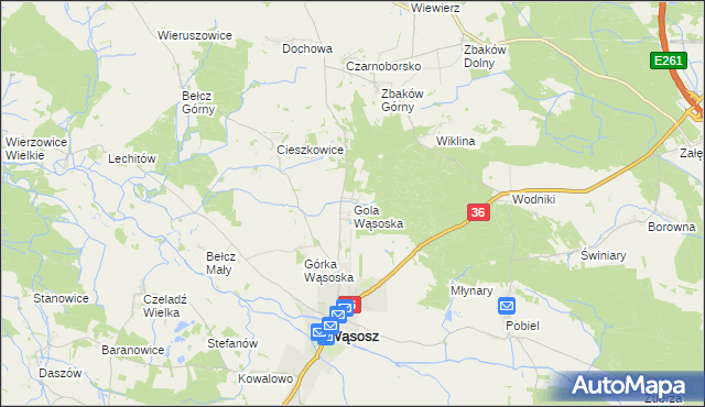 mapa Gola Wąsoska, Gola Wąsoska na mapie Targeo