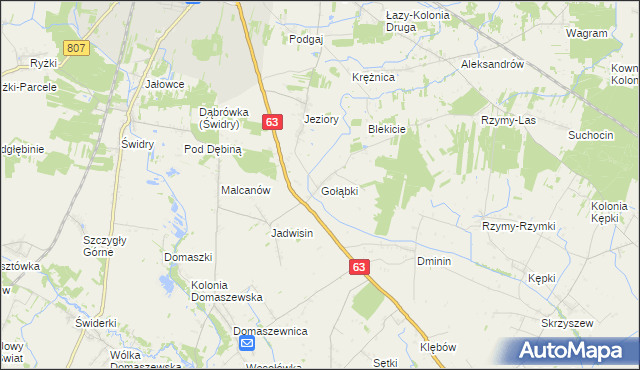 mapa Gołąbki gmina Łuków, Gołąbki gmina Łuków na mapie Targeo