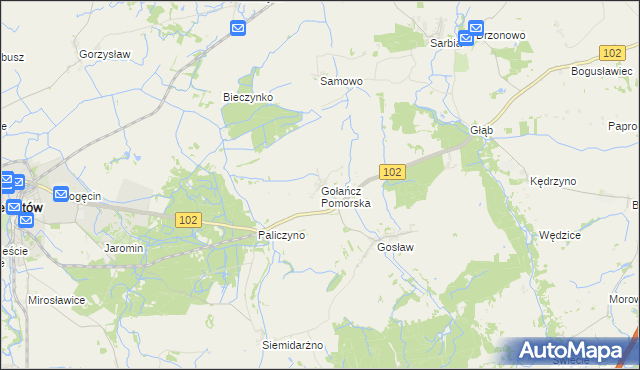 mapa Gołańcz Pomorska, Gołańcz Pomorska na mapie Targeo