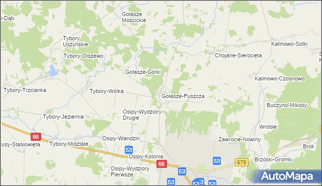 mapa Gołasze-Puszcza, Gołasze-Puszcza na mapie Targeo