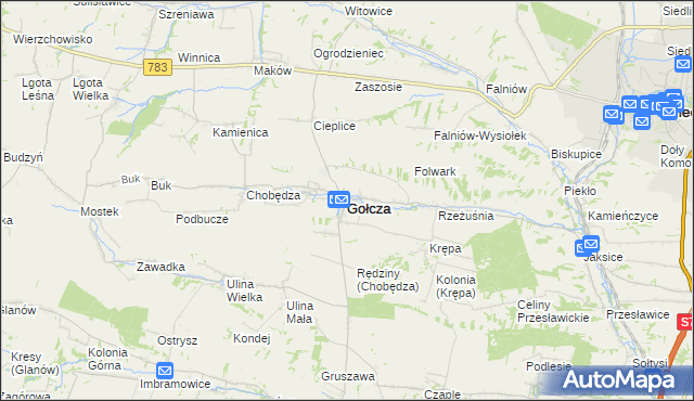 mapa Gołcza, Gołcza na mapie Targeo