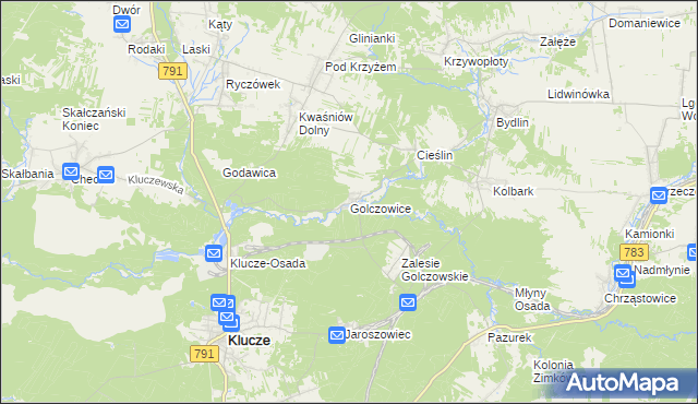mapa Golczowice gmina Klucze, Golczowice gmina Klucze na mapie Targeo