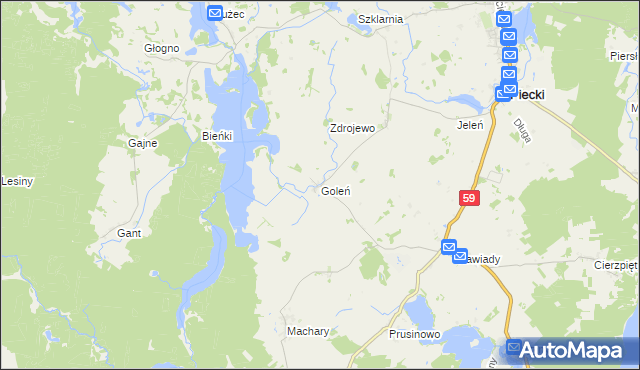 mapa Goleń gmina Piecki, Goleń gmina Piecki na mapie Targeo