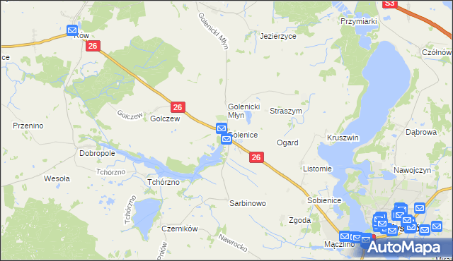 mapa Golenice, Golenice na mapie Targeo