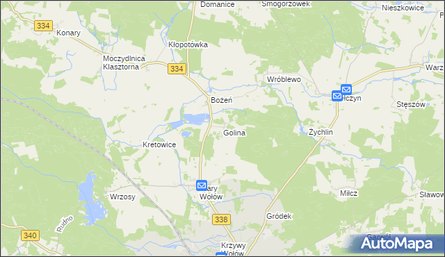 mapa Golina gmina Wołów, Golina gmina Wołów na mapie Targeo