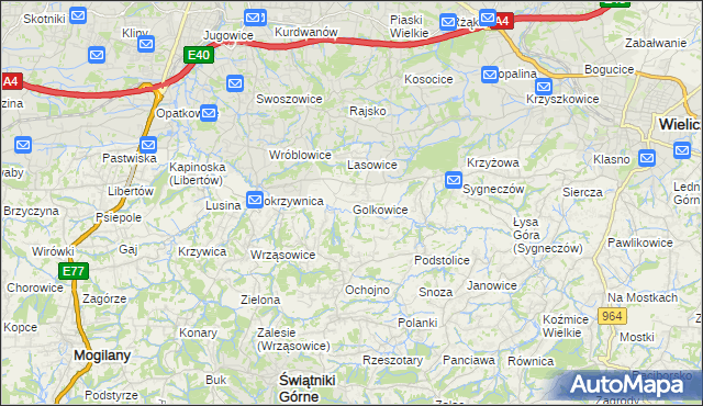 mapa Golkowice, Golkowice na mapie Targeo