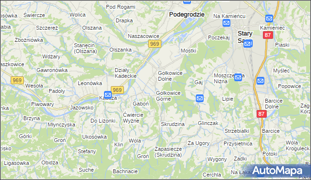 mapa Gołkowice Górne, Gołkowice Górne na mapie Targeo
