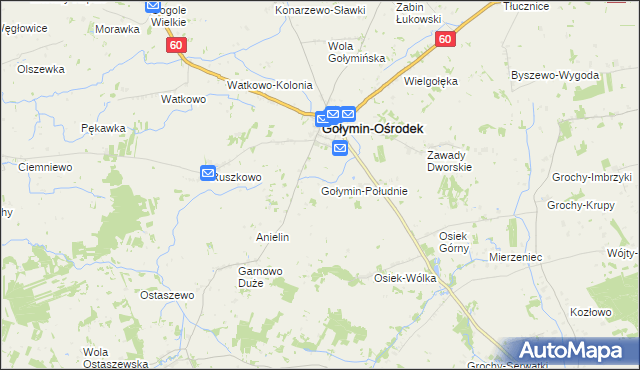 mapa Gołymin-Południe, Gołymin-Południe na mapie Targeo