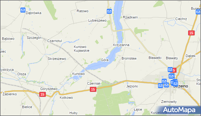 mapa Góra gmina Mogilno, Góra gmina Mogilno na mapie Targeo
