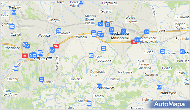 mapa Góra Ropczycka, Góra Ropczycka na mapie Targeo